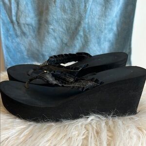 Guess ? Black Wedge Sandals